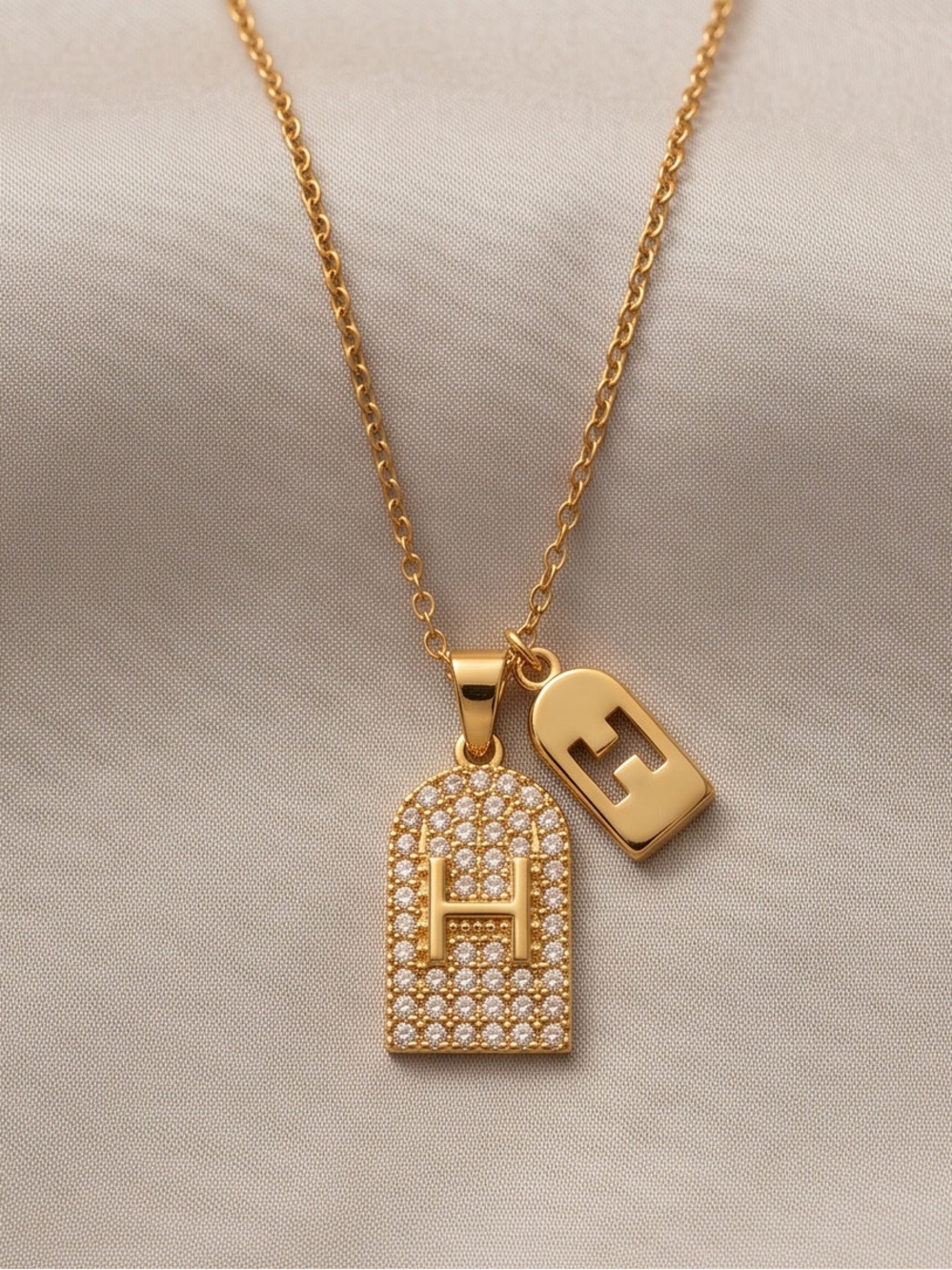 Gold H Initial Pave Pendant Necklace - Women Jewelry